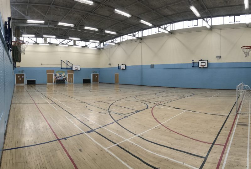 The Sports Hall at Leith Community Centre, with marked courts